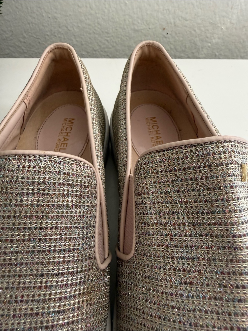 Michael Kors Keaton Metallic Beige Slip-On Sneakers size 8.5 - Picture 5 of 8